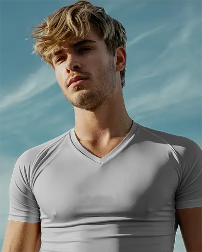 Slim Fit Athletic Jersey Mockup With V Neck Design For Sportswear Branding And Merchandising