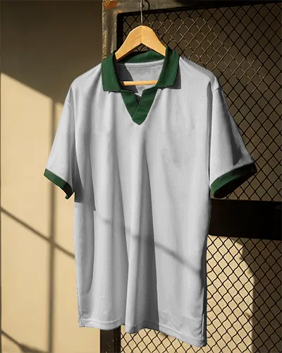 Premium Soft Textured Athletic Jersey Mockup Hanging On Wooden Hanger Display