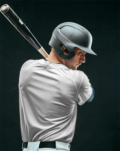 Professional Baseball Player Wearing Jersey Mockup With Batting Helmet