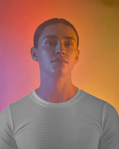 Gradient Light Jersey Mockup Closeup Athletic Model In Soft Warm Glow