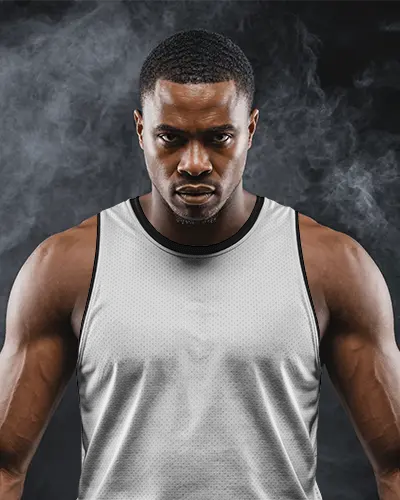 Fierce Arena Jersey Mockup With Powerful Athlete Surrounded By Dramatic Smoke