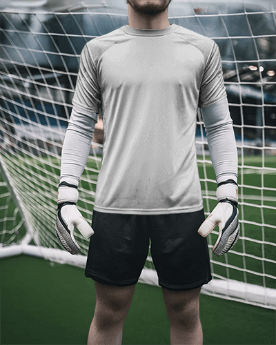 Spirited Football Jersey Mockup Male Athlete With Fun Slogan Emblazoned Under Cool Shadows