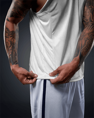 Bold Infinite Power Jersey Mockup Male Athlete With Tattooed Arms And Football Sportswear