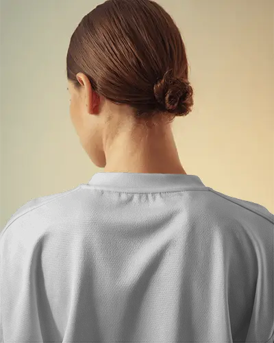 Rear Design Sports Jersey Mockup On Female Model Clean Layout For Custom Logo And Brand Visualization