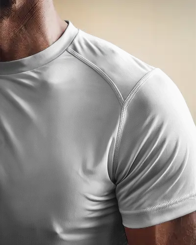 Clean Modern Sportswear Jersey Mockup Male Upper Body In Close Focus For High Impact Logo Display