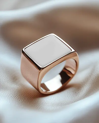 square-ring-mockup-on-creased-soft-white-fabric-luxury-polished-metal-closeup-product-scene