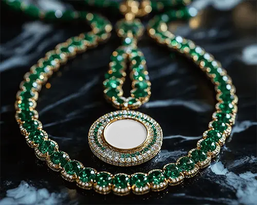 emerald-necklace-mockup-on-black-marble-shine-jewel-highlight-luxury-jewelry-display-scene