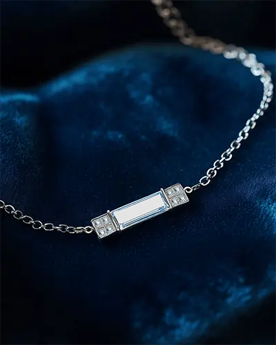 Diamond Accented Bracelet Mockup On Deep Blue Velvet Fabric Elegant Jewelry Photography