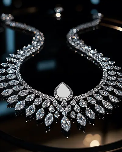 high-shine-diamond-necklace-mockup-with-leaf-cluster-design-on-black-glass-surface-reflection-effect