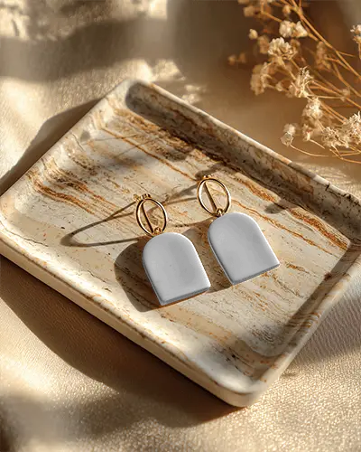 Minimalist Arch Shape Dangle Earrings With Elegant Round Hoop Attachment For Daily Wear 0162