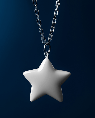 Metallic Star Pendant Necklace Mockup Close Up On Dark Gradient Background Modern And Luxurious Design Template 021