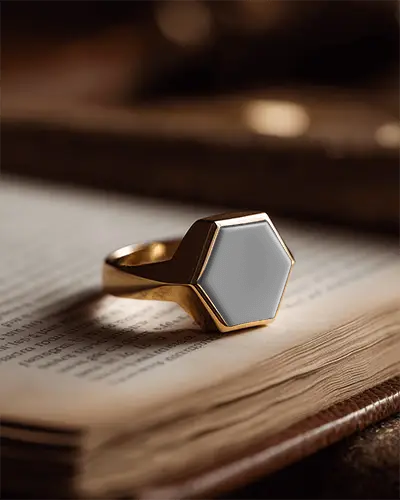 hexagon-shape-signet-ring-mockup-on-open-book-luxury-accessories-for-men-and-women