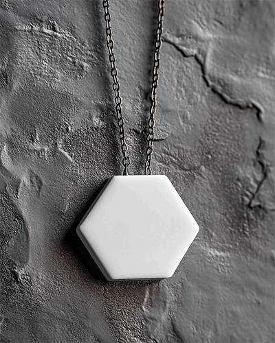 Hexagon Pendant Necklace Mockup On Dark Textured Concrete Background Bold And Modern Jewelry Presentation 024