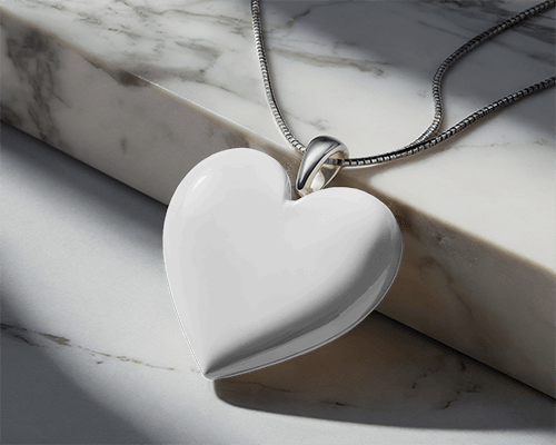 Heart Shaped Pendant Necklace Mockup On Marble Surface With Soft Shadows Luxurious And Romantic Jewelry Display 026