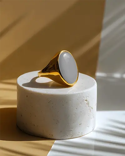 premium-jewelry-mockup-with-signet-ring-displayed-on-textured-cylinder-for-brand-marketing