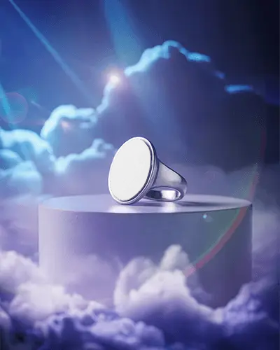 Elegant Round Signet Ring Mockup For Customization Unique Personalized Jewelry Display Design