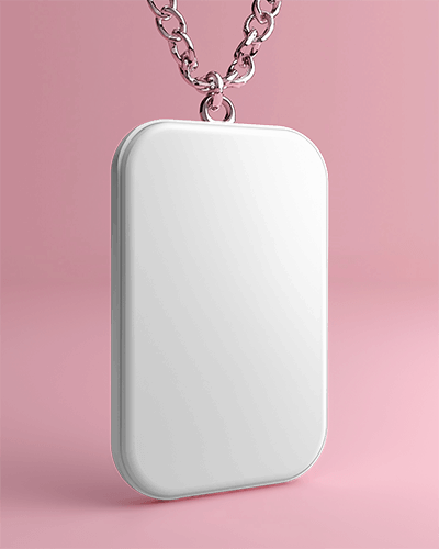 Pastel Pink Background Dog Tag Necklace Mockup With Chunky Chain Modern And Bold Jewelry Presentation 038