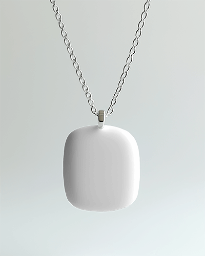 Silver Chain Square Pendant Necklace Mockup Floating Against Light Gradient Background Minimalist And Modern Jewelry Presentation 043