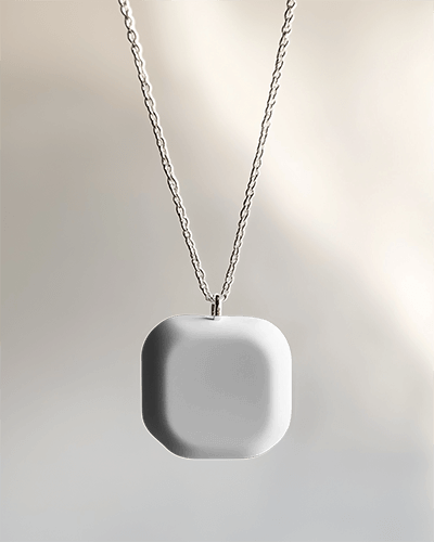 Soft Sunlit Square Pendant Necklace Mockup Hanging Against Blurred Warm Background Elegant And Minimalist Jewelry Presentation 044