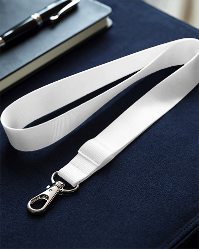 Lanyard Mockup Resting On Navy Blue Suede Surface With Luxury Office Accessories Sophisticated And Professional Feel 016