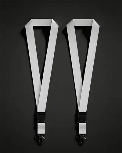 Double Lanyard Mockup With Buckle And Rotating Metal Hook For Custom Logo Printing