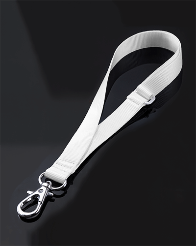 Lanyard Mockup With Metal Clip And Adjustable Buckle On Glossy Black Surface Sleek And Professional Look 024