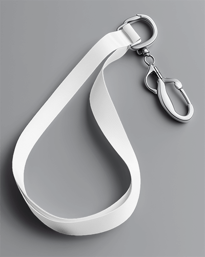 Lanyard Mockup With Polished Metal Clip And Buckle On Matte Gray Background Premium And Modern Design 026
