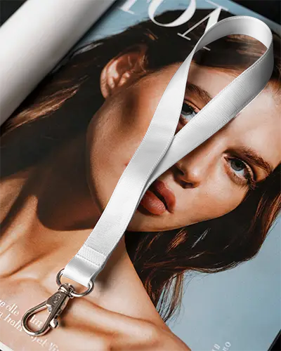 Sleek Lanyard Mockup Showing High Quality Fabric With Sturdy Metal Hook For Accessories