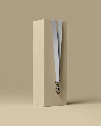 High Quality Lanyard Mockup With Metal Hook Attachment On Minimalist Background