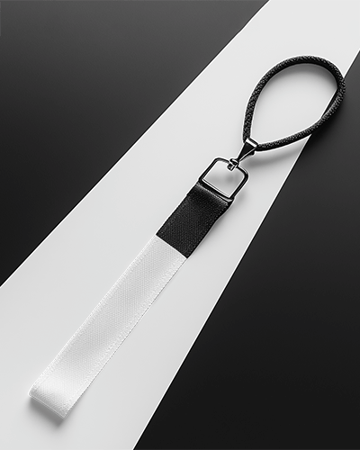 Lanyard Mockup Top View On Geometric Monochrome Background Modern Corporate