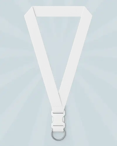 Radiant Light Background Lanyard Mockup Front Facing Angle Light Grey Texture White Plastic Buckle Clean And Sterile Design