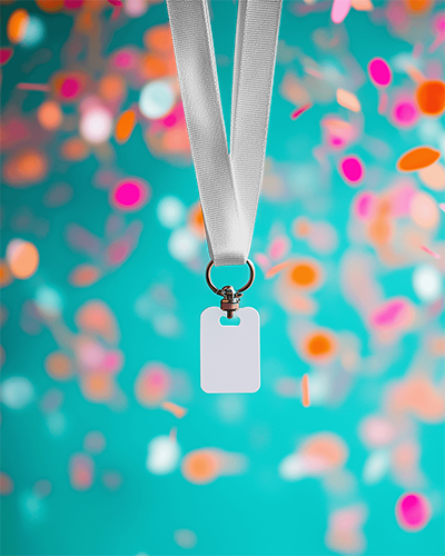Close Up Lanyard Mockup With Confetti Background Festive And Colorful 02