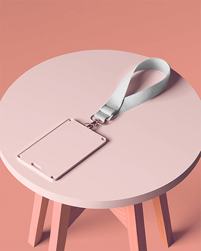Minimal Lanyard Mockup On Soft Pink Table Modern And Clean Design 07