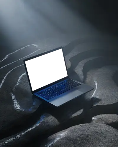 Misty Stone Surface Mockup Soft Top Lighting With Organic Textures And Minimalist Vibe Macbook Air M1 Scene