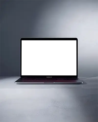 Macbook Air M1 Mockup On Minimal Grey Surface With Soft Diffused Lighting And Clean Gradient Background