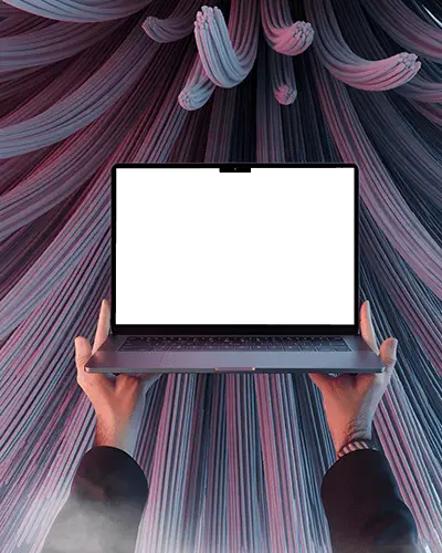 dramatic-upward-macbook-air-m3-mockup-held-in-hands-with-flowing-fabric-art