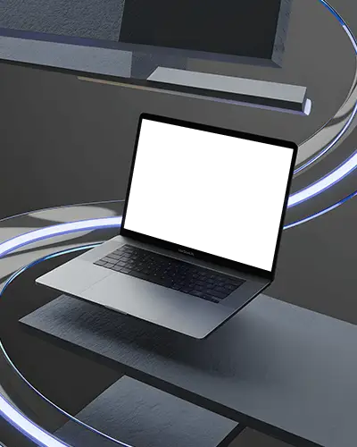 sci-fi-interior-macbook-air-m1-mockup-hovering-on-textured-platform-with-light-streaks