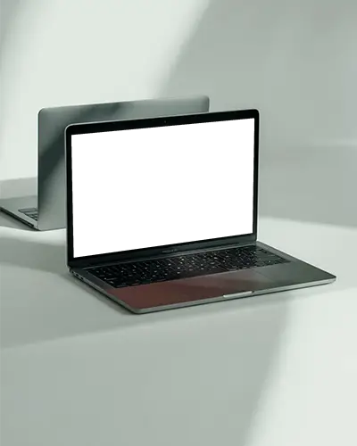 Dual Macbook Air M1 Mockup In Soft Shadow Studio With Clean Light And Minimal Background