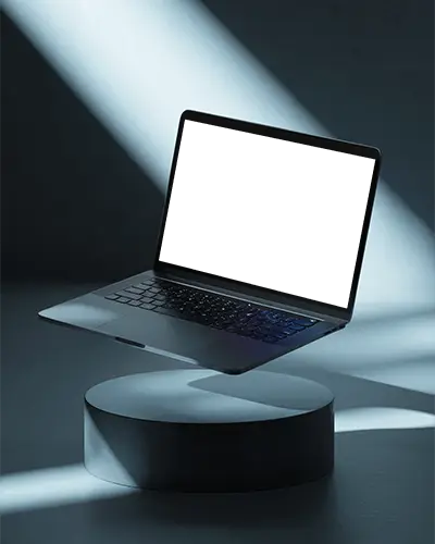 Realistic Hovering M1 Pro Laptop Mockup For Studio Branding And Ui Showcase