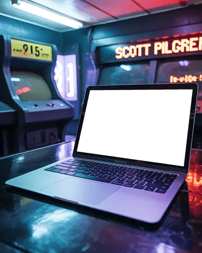 macbook-air-m1-mockup-in-retro-arcade-scene-with-neon-lights-and-classic-game-machines