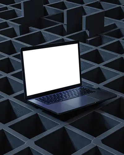 macbook-m1-pro-mockup-placed-on-dark-cube-grid-surface-in-abstract-architectural-scene
