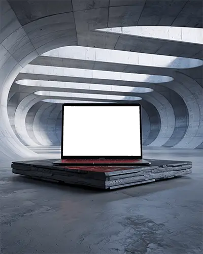 macbook-m1-air-mockup-on-textured-platform-inside-curved-concrete-tunnel-with-sky-light