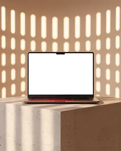 macbook-air-m3-mockup-on-stone-pedestal-with-sunlit-perforated-wall-and-soft-shadow-patterns