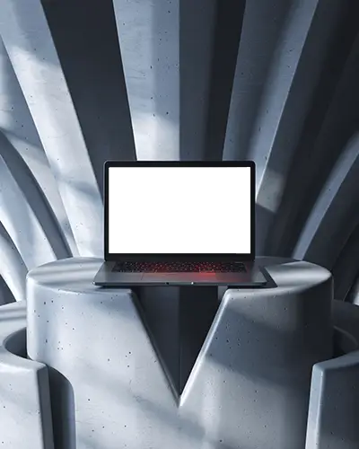 editorial-macbook-pro-m1-mockup-on-carved-throne-like-stand-with-symmetrical-stone-background