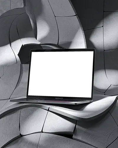 M1 Air Mockup On Curved Concrete Structure With Soft Shadow Play And Architectural Textures