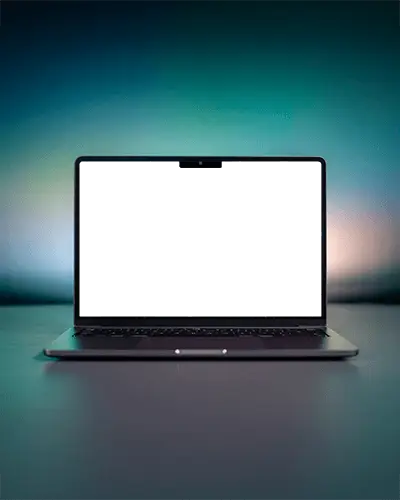 Neon Aura Studio Lit M5 Pro Macbook Mockup With Soft Gradient Glow High Contrast Atmosphere