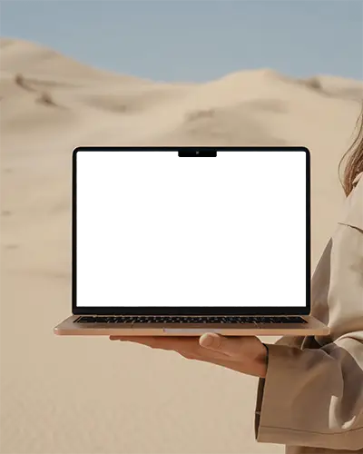 Warm Sandscape Environment M5 Pro Mockup With Natural Horizon Earthy Setting