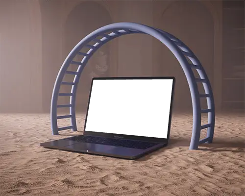 Arched Ladder Structure M1 Air Mockup In Sandy Environment Under Soft Haze