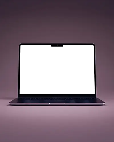 Modern M5 Pro Laptop Mockup Showcased In Soft Purple Gradient Environment With Minimalist Aesthetic