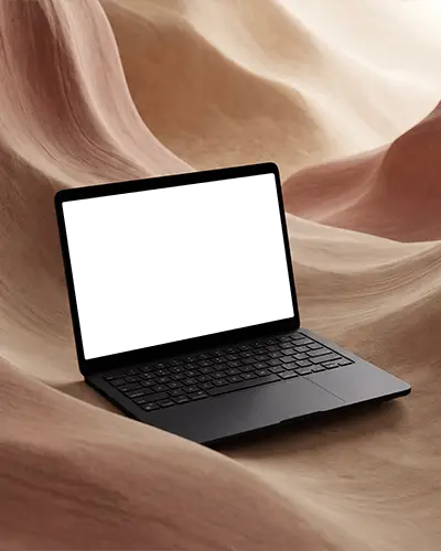 Sleek Macbook Mockup Displaying Screen On Wavy Textured Surface Background